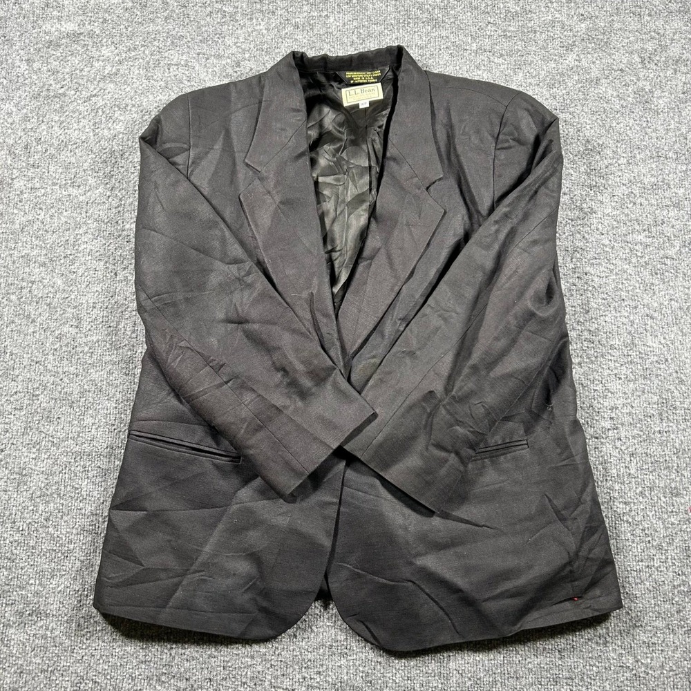 L.L. Bean Blazer Womens Size 16P Black Made in USA Professional Classic Fit